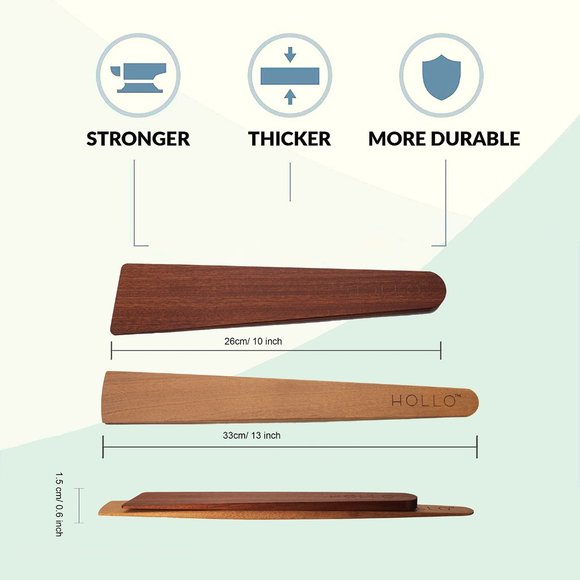 2 NEW Flat Wood Spatulas Flat Wooden Spatulas For Kitchen Frying Spatula Turners - Picture 3 of 8